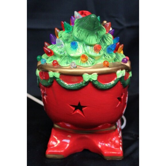 Roman 10'' Santa Sleigh Riding Ceramic Light Up Figure Ball Bear Present Holiday - Picture 6 of 10